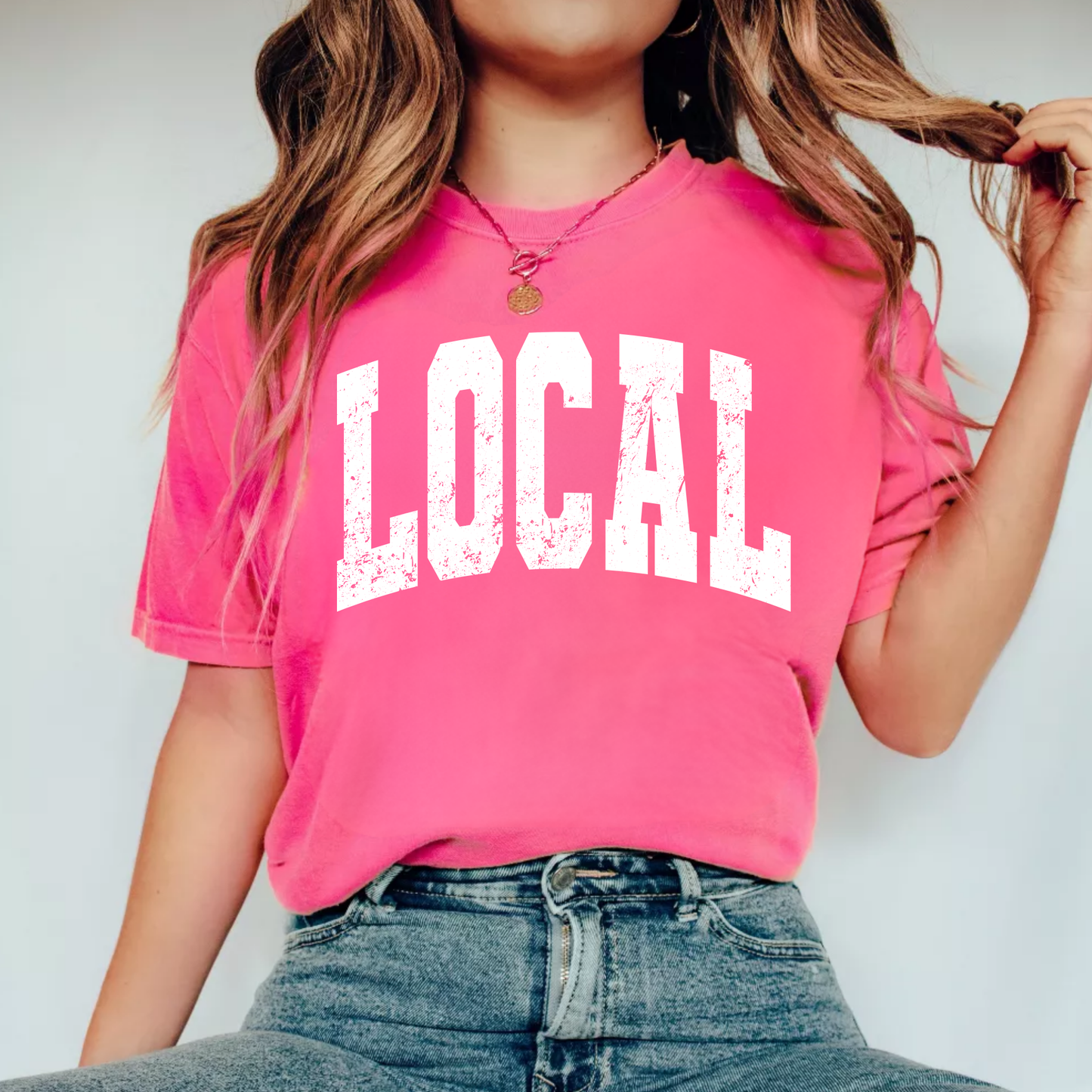 (shirt not included) LOCAL in White -  Screen print Transfer