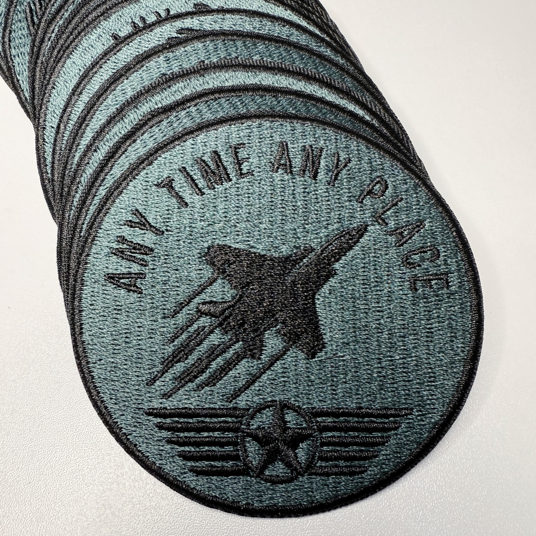 3" Any Time Any Place - Aviation -  Embroidered Hat Patch