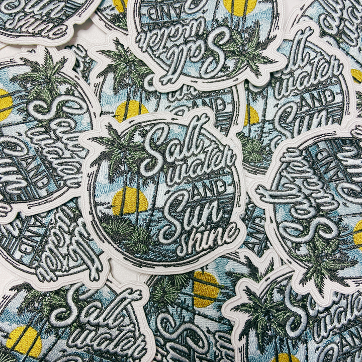 3" Salt Water and Sun Shine  - Embroidered Hat Patch