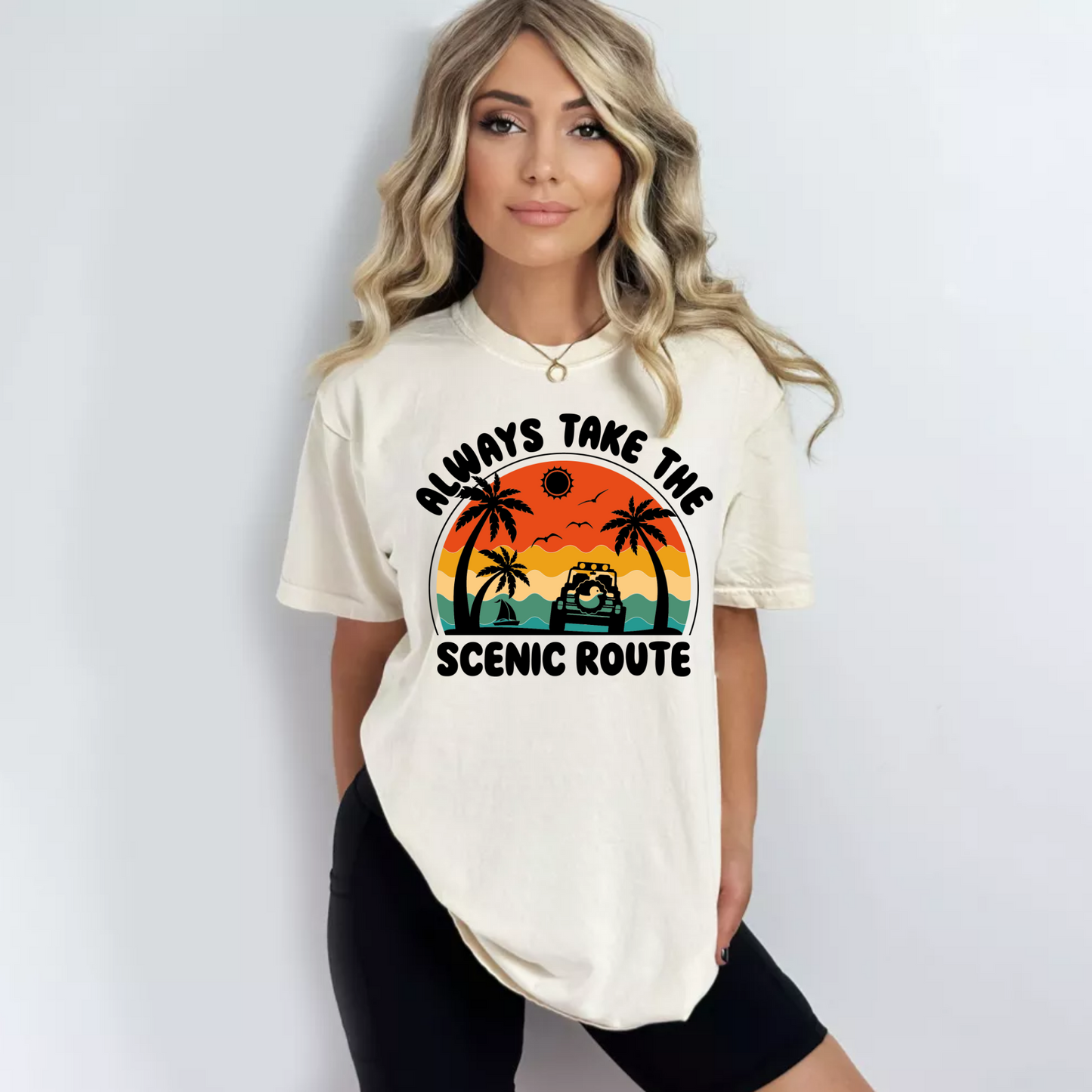 (shirt not included) Always take the scenic route - Clear Film Transfer