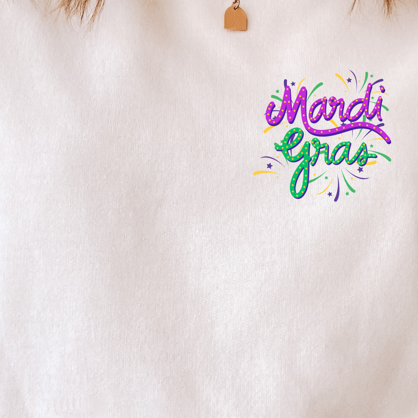 (shirt not included) Mardi Gras Pocket- Matte Clear Film Transfer