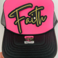 4" Faith Metallic Gold -  Embroidered Hat Patch