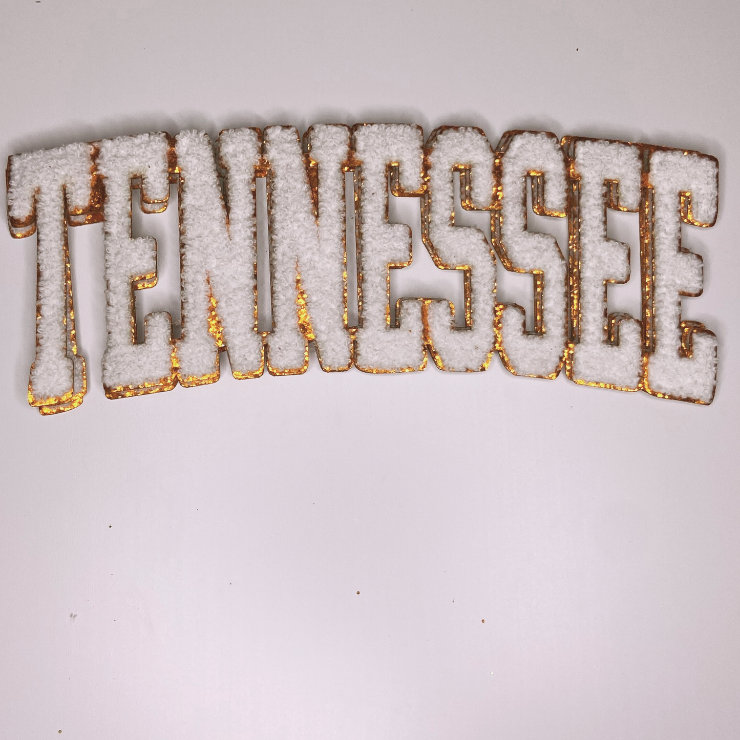 TENNESSEE in White and Orange 10.75"- Chenille Patch