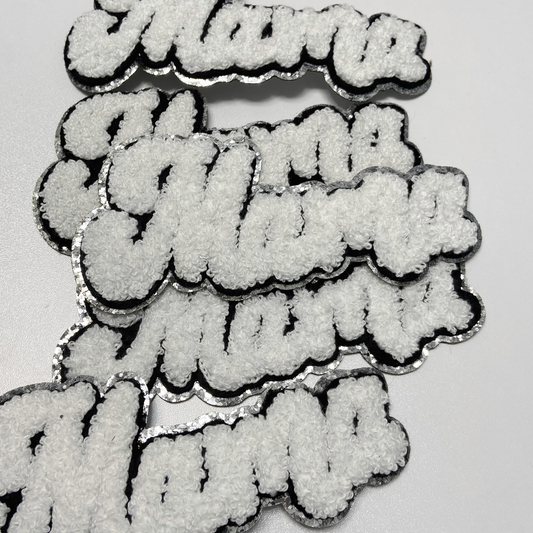 IRREGULAR 5" MAMA in patch in WHITE - Chenille Patch / HAT patch