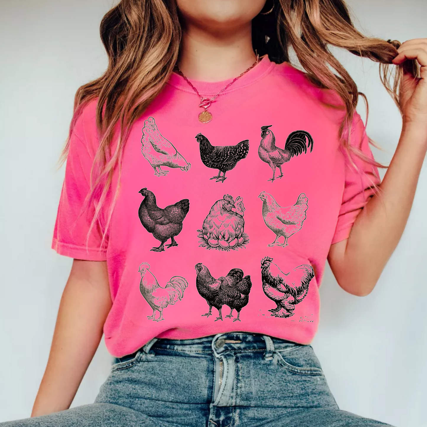 (shirt not included) Chickens - Matte Clear Film Transfer