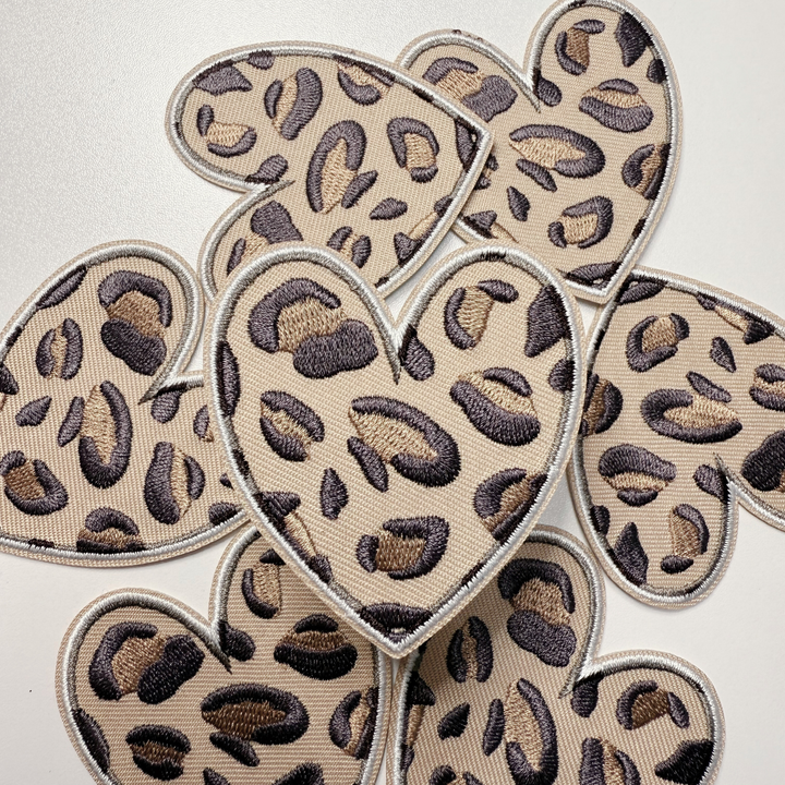 2.5" Animal Print Heart -  Embroidered Hat Patch