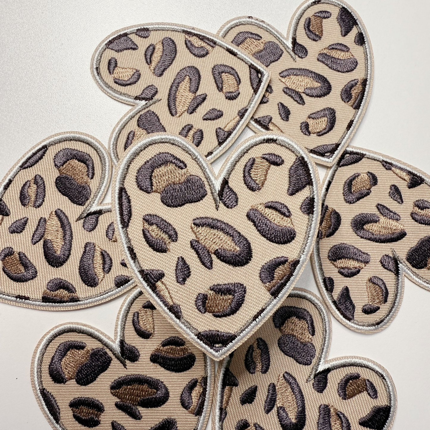 2.5" Animal Print Heart -  Embroidered Hat Patch