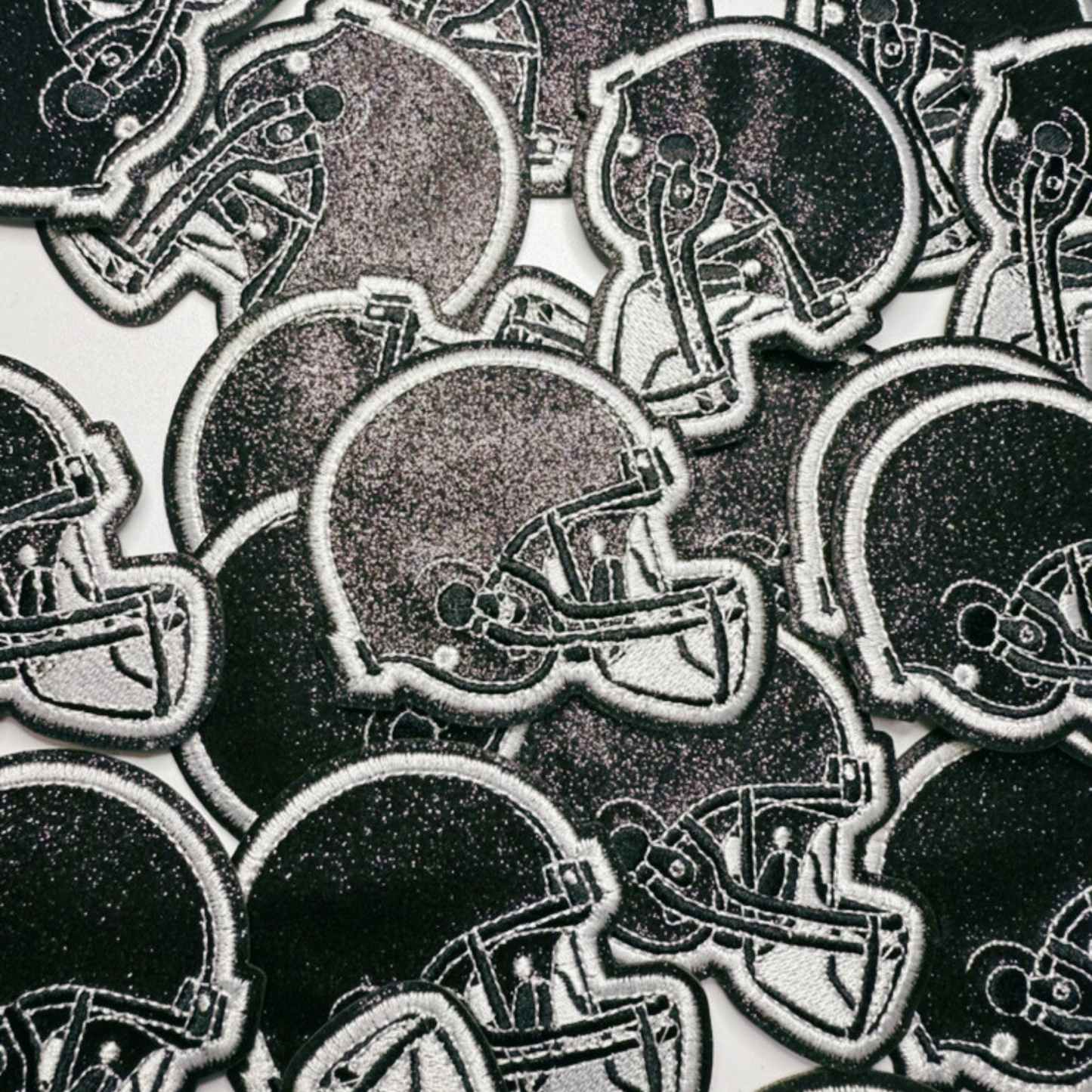 3" Football Helmet in Glittered Embroidered Patch - Hat patch