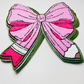 10" x 10.25" Pink Pencil Bow  - Chenille Patch