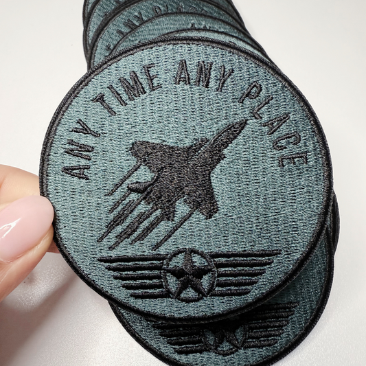 3" Any Time Any Place - Aviation -  Embroidered Hat Patch