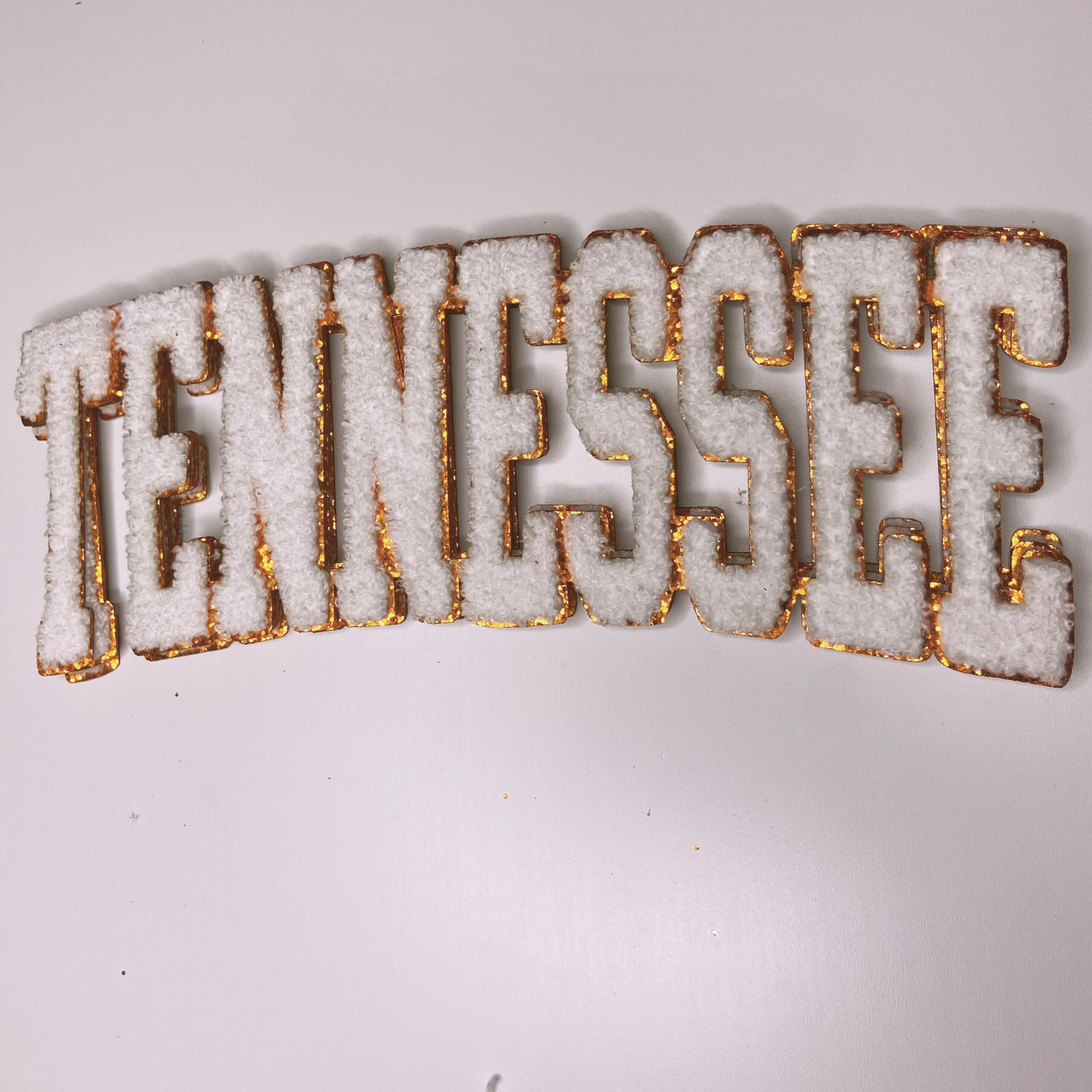 TENNESSEE in White and Orange 10.75"- Chenille Patch