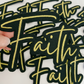 4" Faith Metallic Gold -  Embroidered Hat Patch