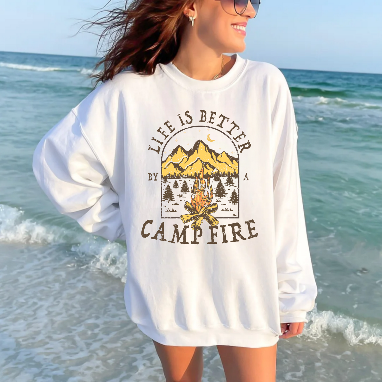 (shirt not included) Life is Better by a Campfire - Matte Clear Film Transfer