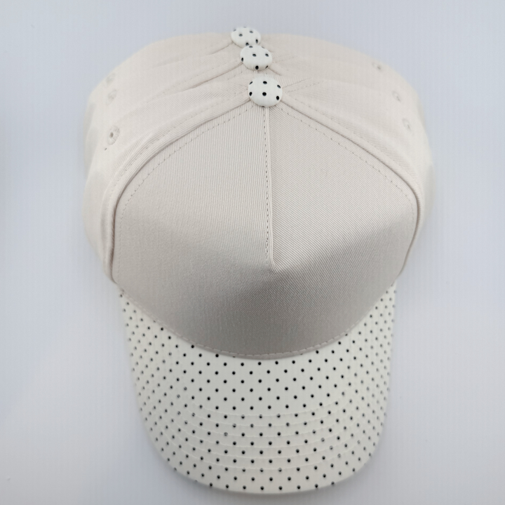 TEELUX - Cotton Structured Hat Blank -  SNAP BACK - Ivory &amp; Black Polkadot