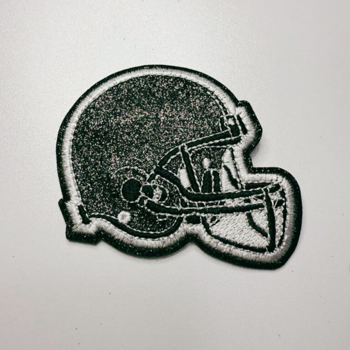 3" Football Helmet in Glittered Embroidered Patch - Hat patch