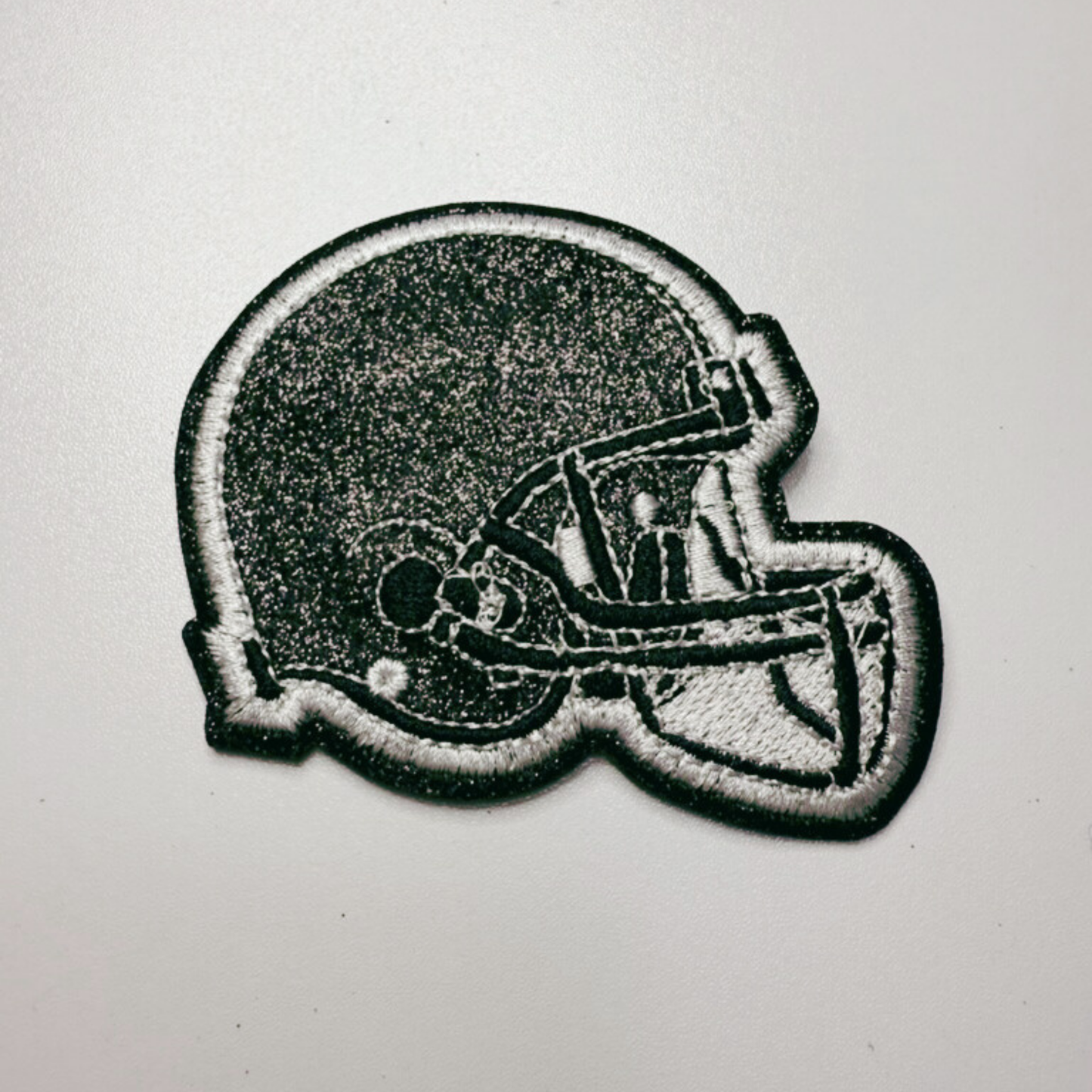 3" Football Helmet in Glittered Embroidered Patch - Hat patch