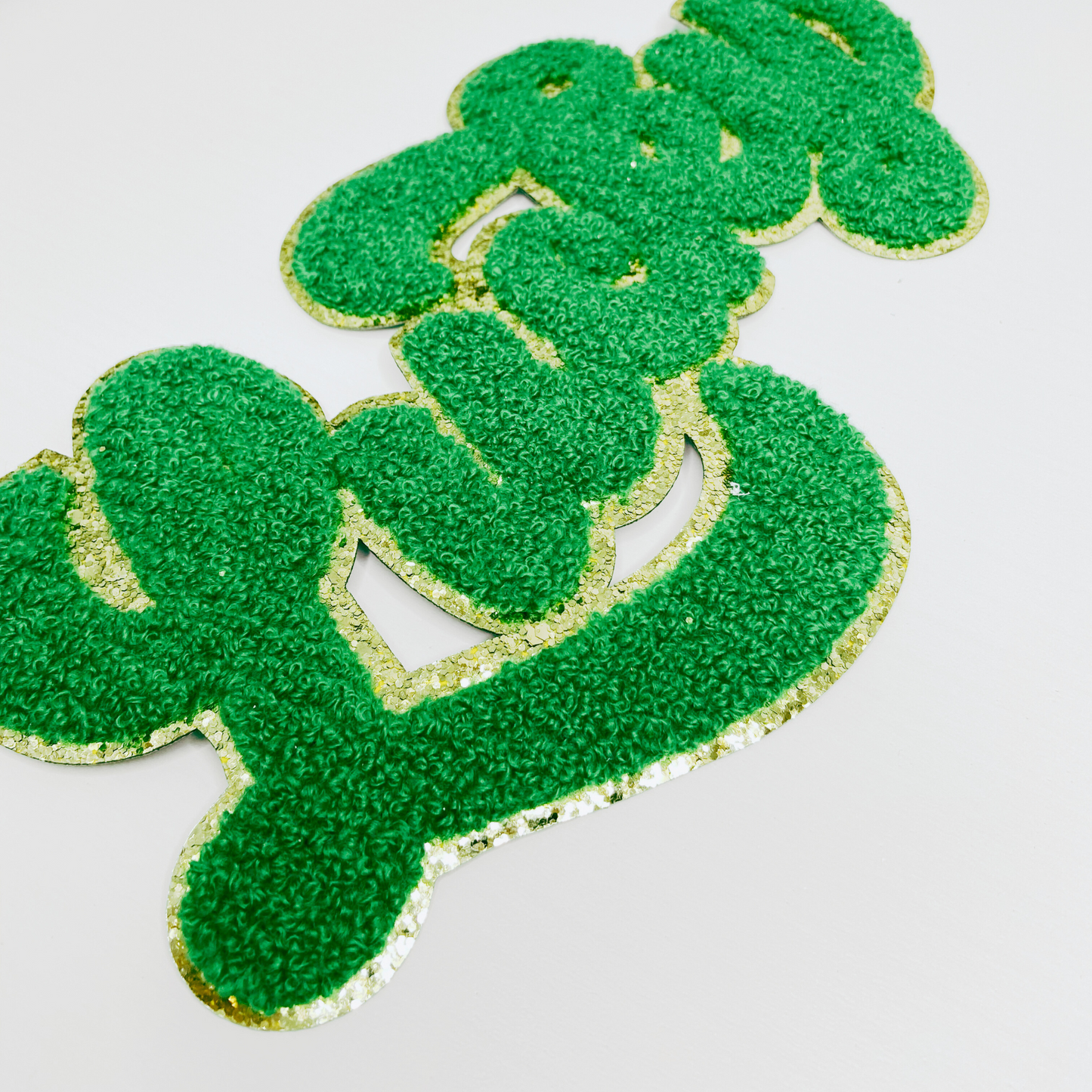 11” LUCKY script in Green - Chenille Patch