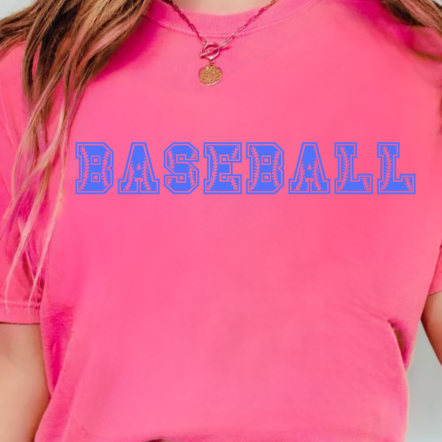 (shirt not included) Baseball lettering in Blue - Clear Film Transfer