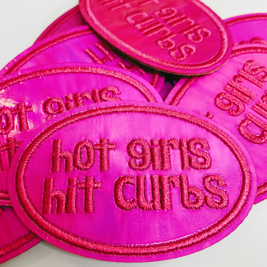 2.5" Hot Girls Hit Curbs PINK - Embroidered Hat Patch