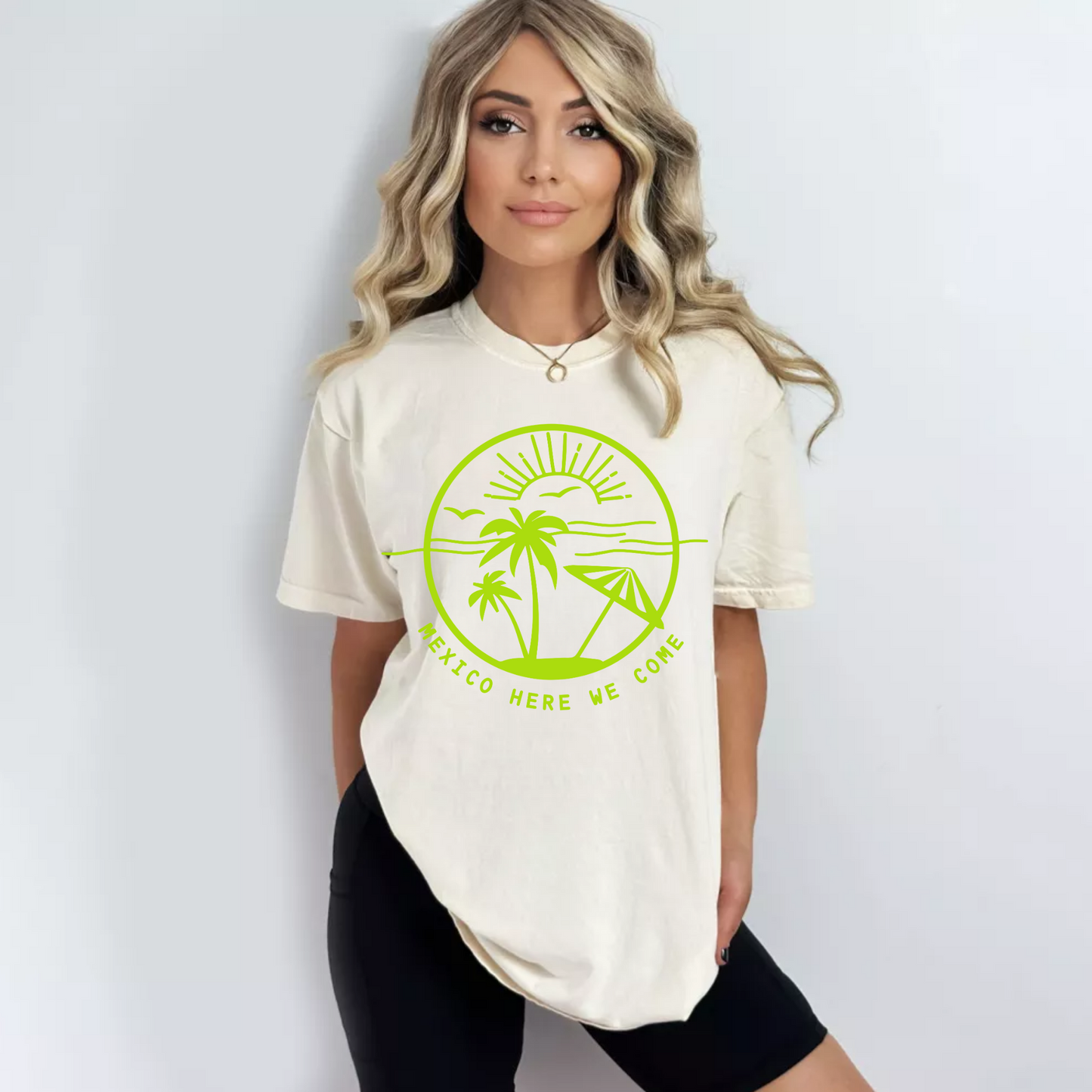 (Shirt not included) Mexico here we come - Bright Green Screen print Transfer