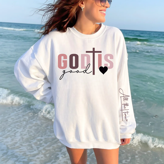 (shirt not included)  God is Good + Sleeve, Optional Pocket  - Clear Film Transfer