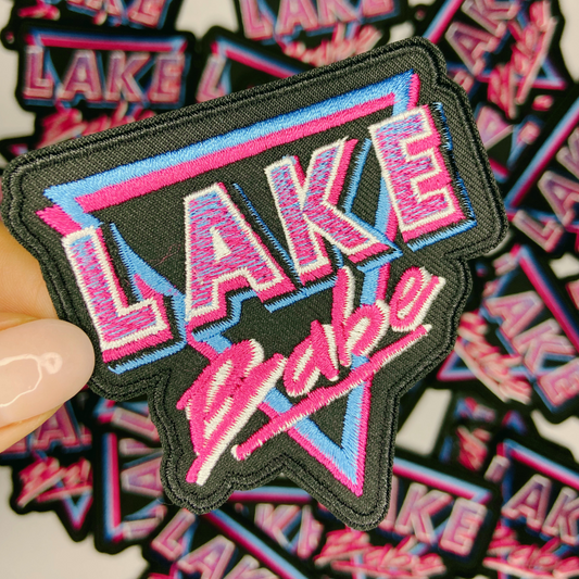 3" Lake Babe in Pink, Black and Blue - Embroidered Hat Patch