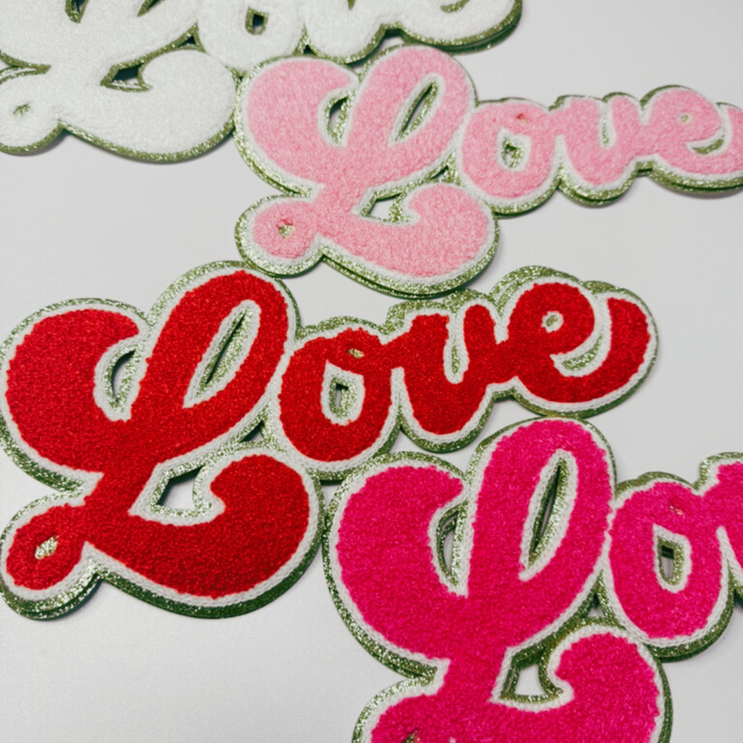10"- LOVE Script  - Chenille Patch (choice of color)