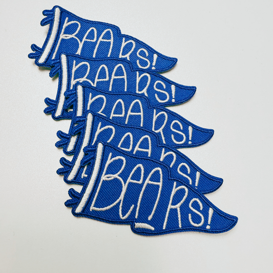 3" Bears Flag in Blue - Embroidered Hat Patch