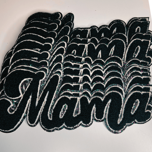 11" Chenille MAMA in Black - Chenille Patch