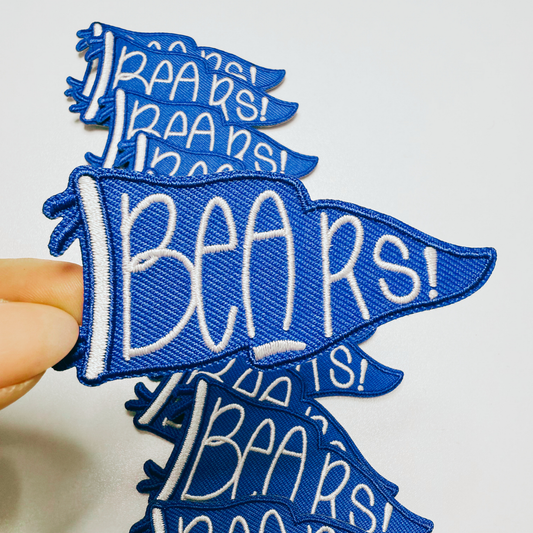 3" Bears Flag in Blue - Embroidered Hat Patch