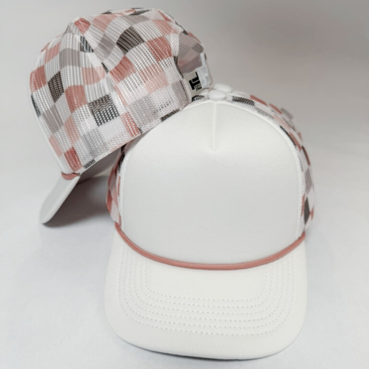 TEELUX - TRUCKER HAT BLANK - Neutral Multicolored Checkered