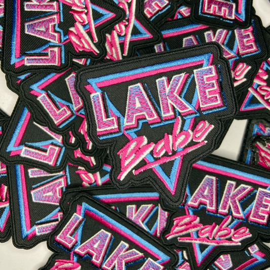 3" Lake Babe in Pink, Black and Blue - Embroidered Hat Patch