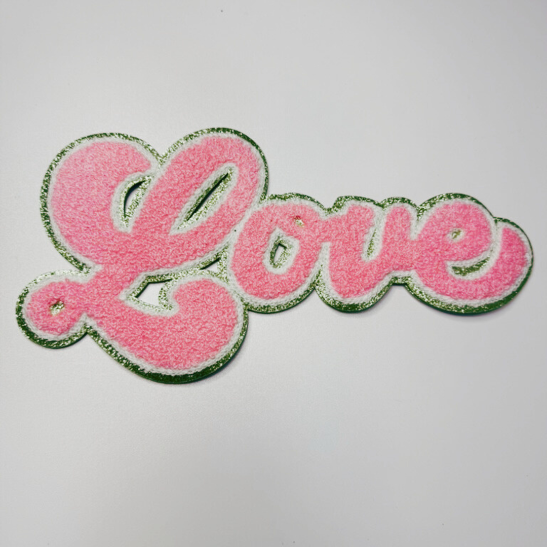 10"- LOVE Script  - Chenille Patch (choice of color)