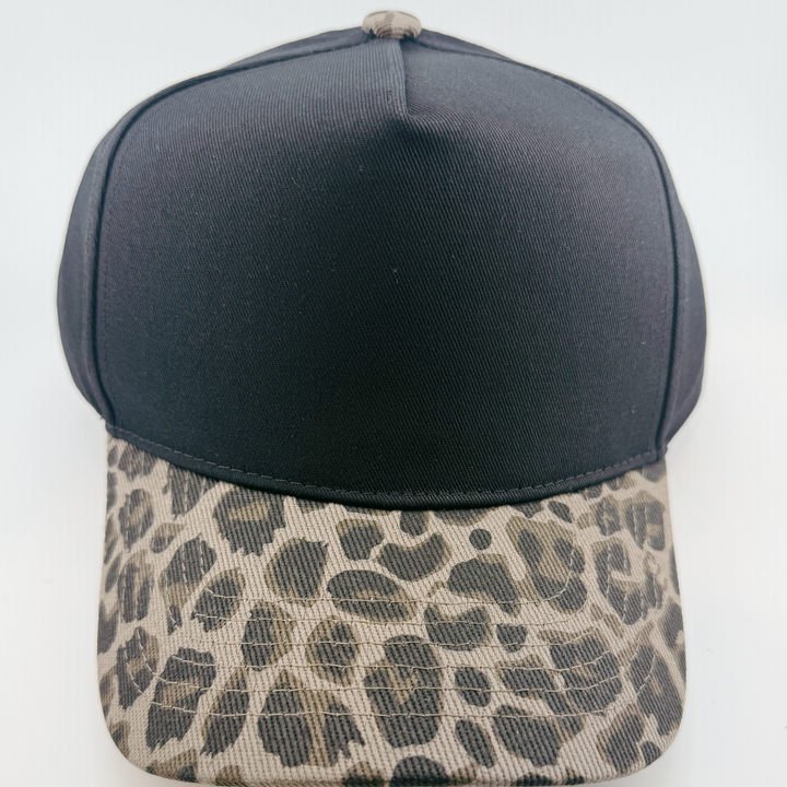 TEELUX - Cotton Structured Hat Blank -  SNAP BACK - Black W/ Animal Print