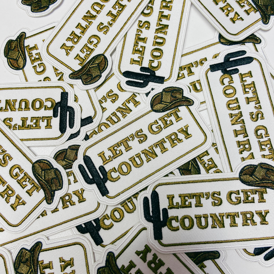 3.5" Let's Get COUNTRY - Embroidered Hat Patch
