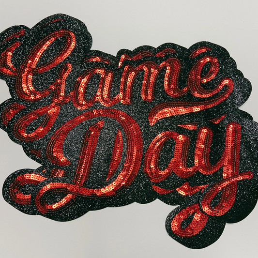 11” GAME DAY script in Red - SEQUIN Patch