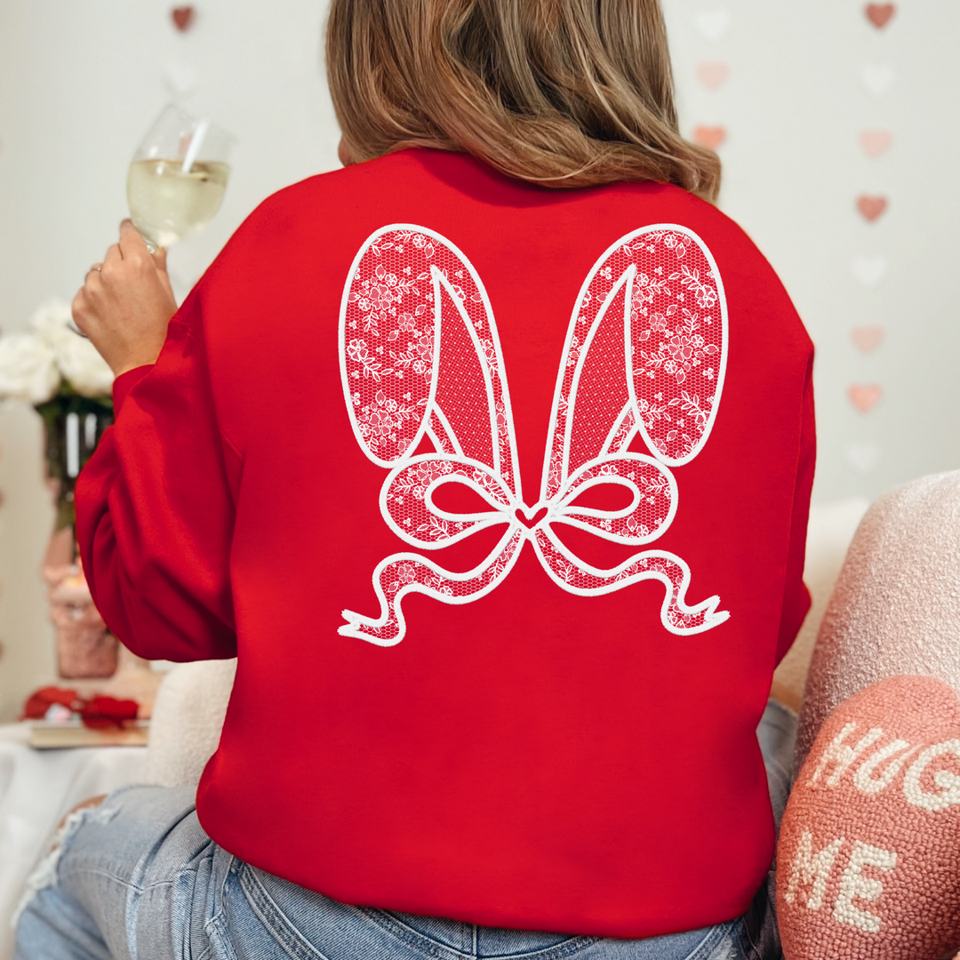 (Shirt not included) Lace Bunny ears in White -  Screen Print Transfer