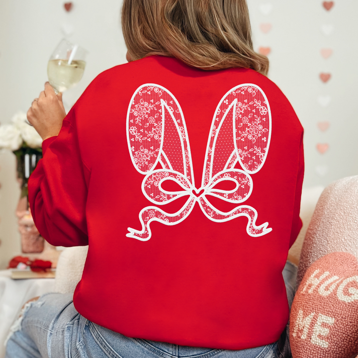 (Shirt not included) Lace Bunny ears in White -  Screen Print Transfer