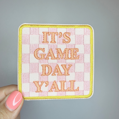 3" GAME DAY w checkered detail -  Embroidered Hat Patch