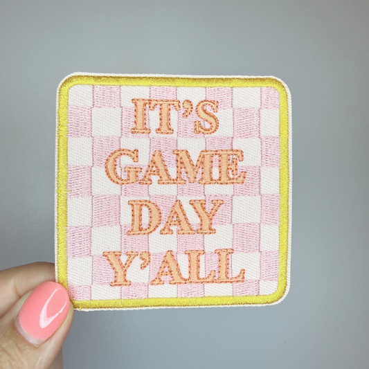 3" GAME DAY w checkered detail - Embroidered Hat Patch