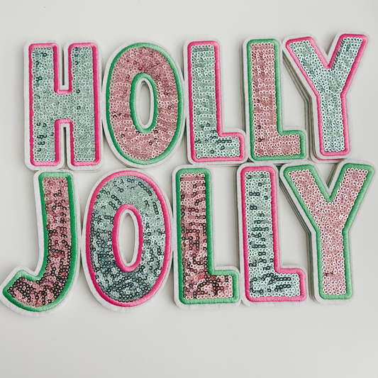 10.5"  HOLLY JOLLY - SEQUIN Patch