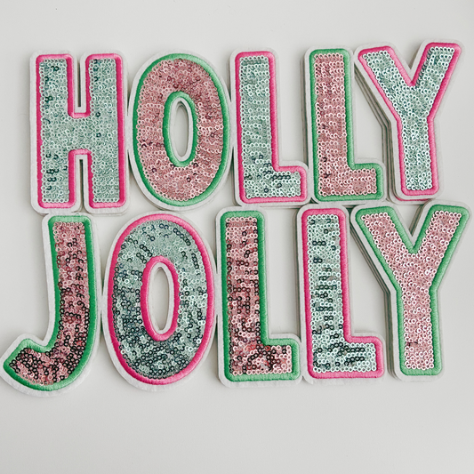 10.5" HOLLY JOLLY - SEQUIN Patch