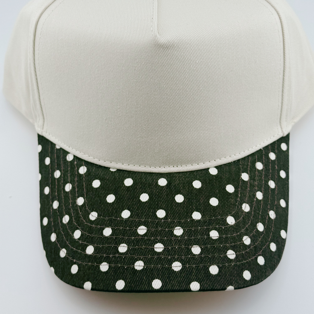 TEELUX - Cotton Structured Hat Blank -  SNAP BACK - Brown Polkadot