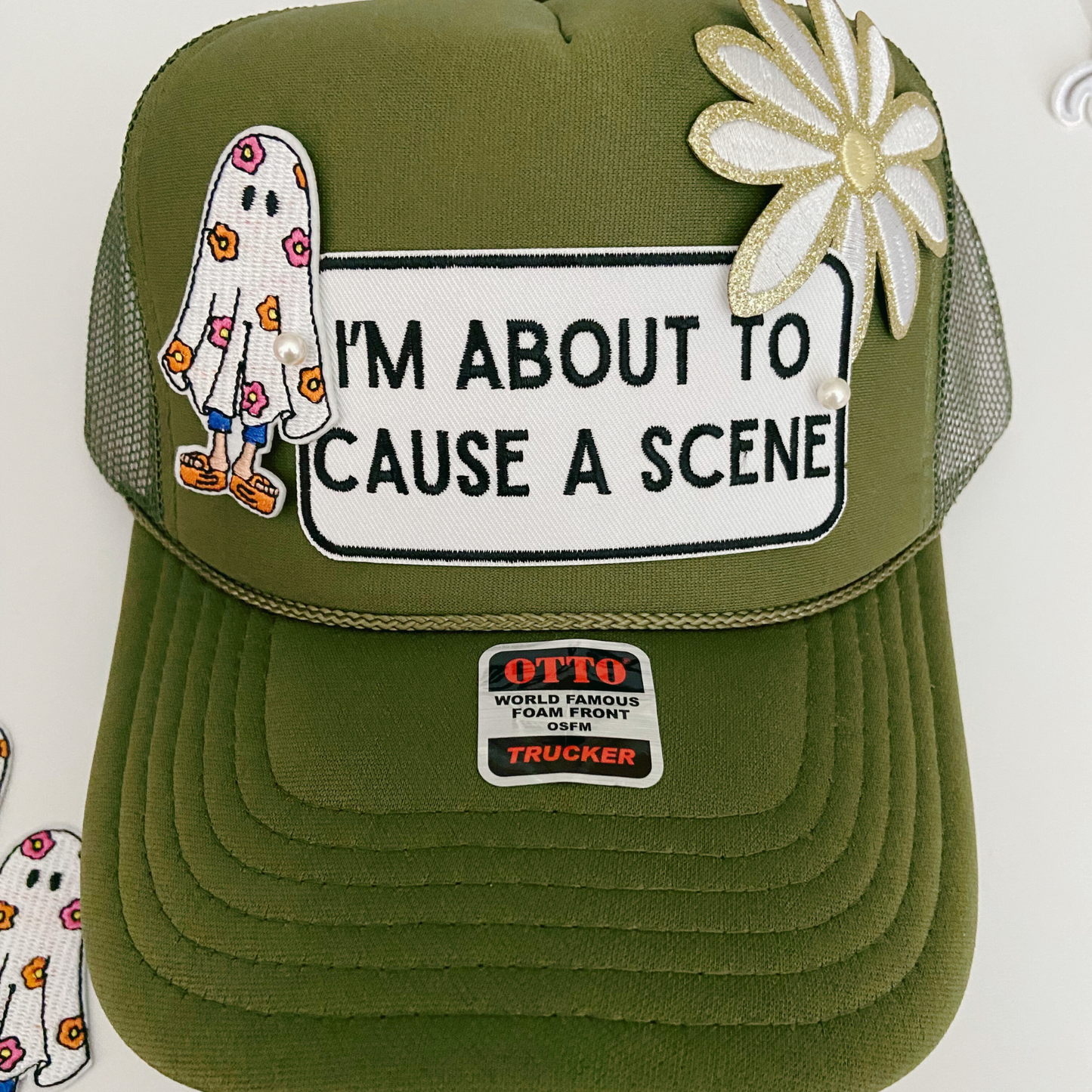 4" I'm About To Cause a Scene - White & Black -  Embroidered Hat Patch