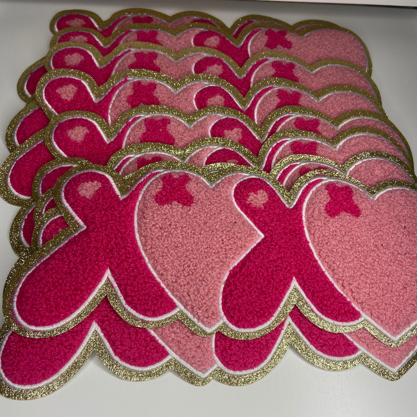 10.5” XOXO - Chenille Patch - Pink & Gold