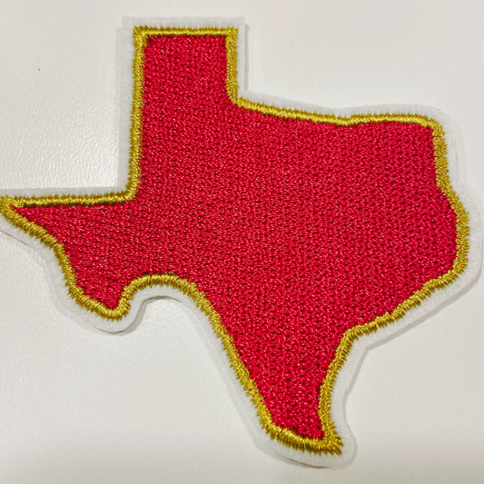 2.5" Texas in Pink and Gold - Embroidered Hat Patch