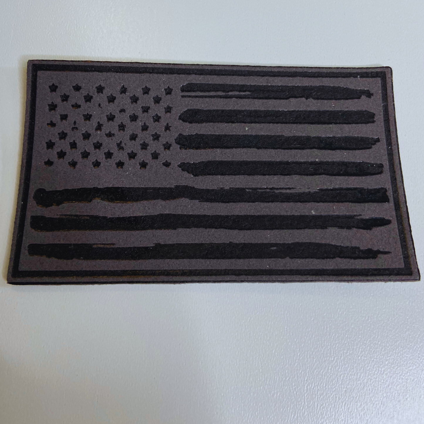 3.5" x 2" Distressed Flag - Hat Patch in Dark Gray