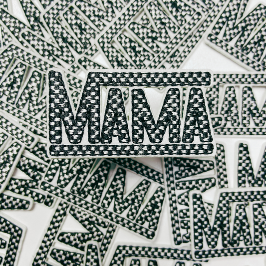 2 1/4" SMALL Checkered Mama in Black & White - Embroidered Hat Patch