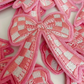 2" Checkered PINK Bow -  Embroidered Hat Patch