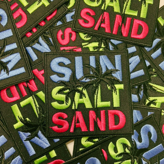 3" SUN, SALT, SAND - Embroidered Hat Patch